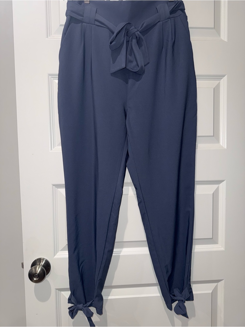 Grace Karin blueish purple Tie-Waist Paperbag Joggers